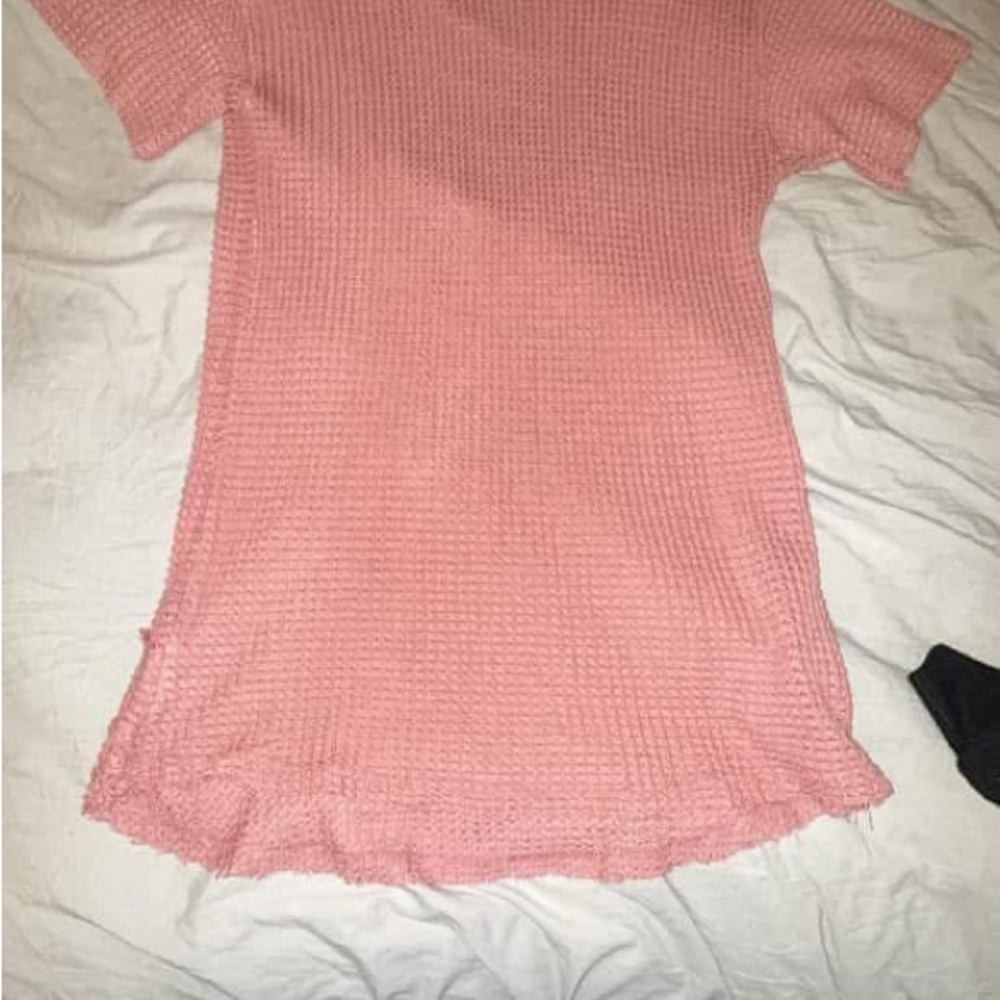 BKE Pastel Pink Ruffled Short Sleeve T-Shirt